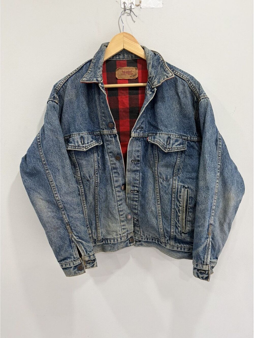 Vintage Levis Plaid Lined Denim Jacket Jean